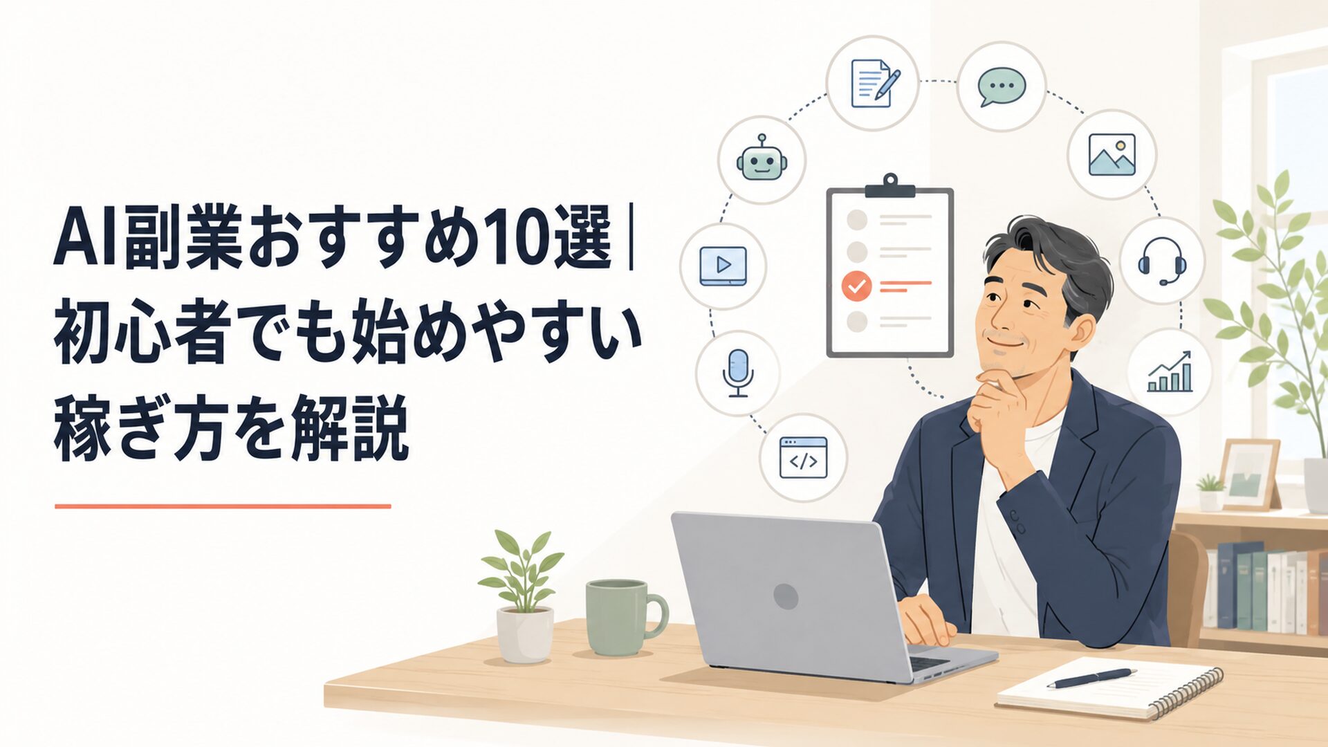 AI副業10種類を比較しながら自分の会社員経験に合う仕事を選ぶミドル世代の会社員