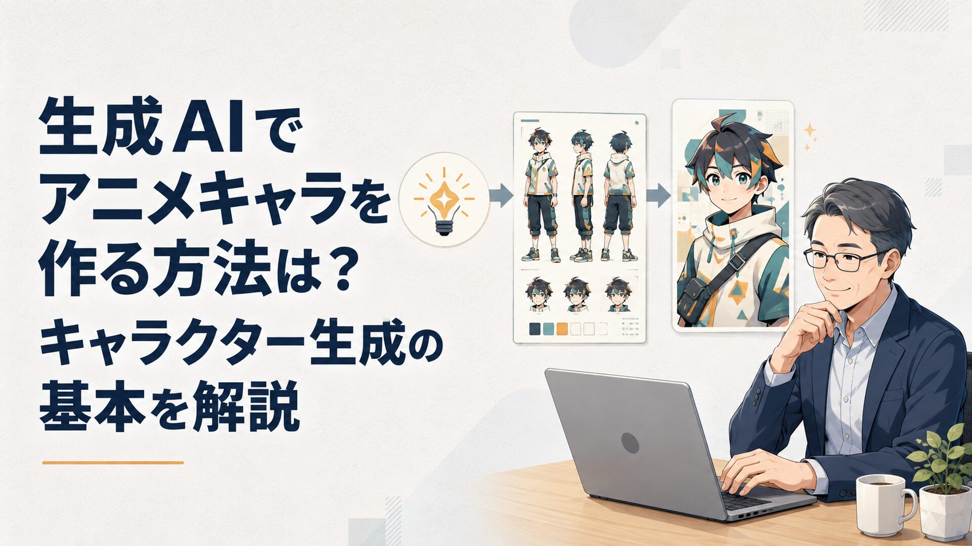 パソコンで生成AIを使いオリジナルのアニメキャラクターを作る中年会社員